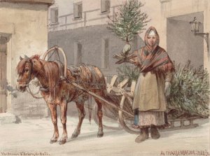 Christmas Tree Saleswoman by Adolf Jossifowitsch Charlemagne Oil Painting