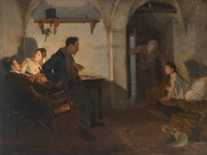 Landliche Interieurszene by Adolf Karpellus Oil Painting