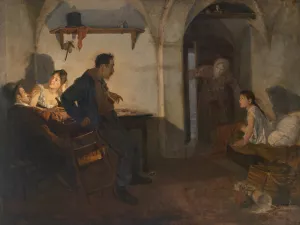Landliche Interieurszene by Adolf Karpellus Oil Painting