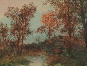 A Summer Evening by Adolf Kaufmann Oil Painting