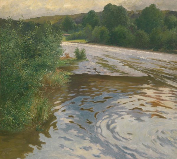 Flusslandschaft by Adolf Kaufmann - Hand-Painted Oil Painting Reproduction