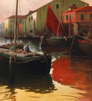 Motif Of Chioggia by Adolf Kaufmann Oil Painting