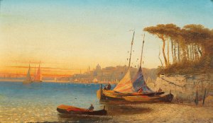 Motiv am Meerbusen von Ischia bei Neapel by Adolf Kaufmann Oil Painting