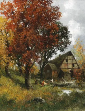 Muhle im Herbstwald by Adolf Kaufmann Oil Painting