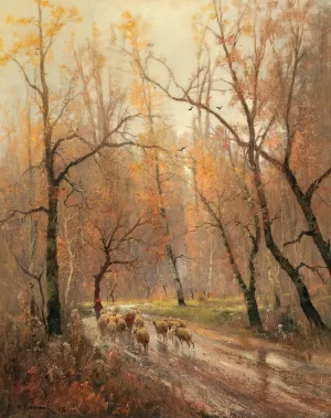 Shepherdess Returning Home by Adolf Kaufmann Oil Painting