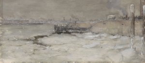 Het kruien van het ijs op de Maas te Rotterdam by Adolf Le Comte Oil Painting