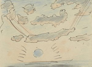 Wolkenstudie met zon by Adolf Le Comte Oil Painting