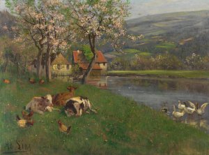 Sommertag am See by Adolf Lins Oil Painting