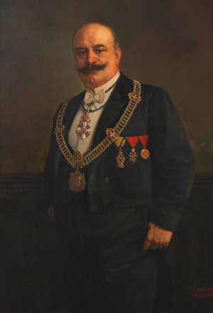 Franz Rienossl, Bezirksvorsteher by Adolf Mayerhofer Oil Painting