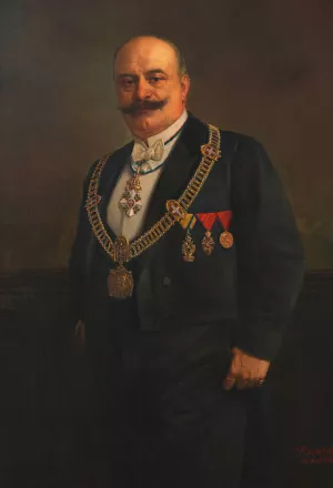 Franz Rienossl, Bezirksvorsteher by Adolf Mayerhofer Oil Painting