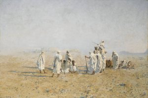 Bedouins in the Desert by Adolf Meckel Von Hemsbach Oil Painting