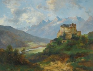 Schloss Vaduz by Adolf Obermullner Oil Painting