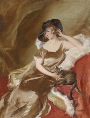 Bildnis einer Dame mit Katze by Adolf Pirsch Oil Painting