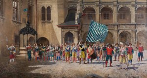 Landsknecht und Fahnrich by Adolf Pirsch Oil Painting
