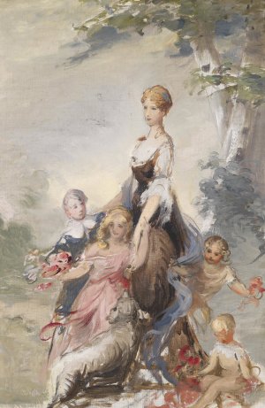 Mutter mit Kindern by Adolf Pirsch Oil Painting