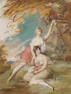 Zwei Grazien in Landschaft by Adolf Pirsch Oil Painting