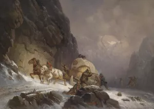 Der uberfall by Adolf Schmidt Oil Painting