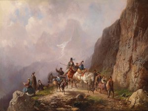 Stadtgesellschaft auf einer Bergtour by Adolf Schmidt Oil Painting