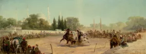 A Horse Race in the Hippodrome Oil painting by Adolf Schreyer