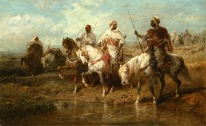 A Rest Before the Battle by Adolf Schreyer Oil Painting