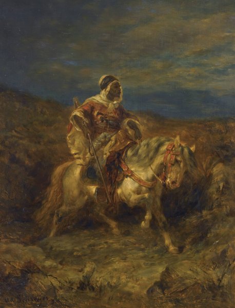 Main Product Photo of An Arab Scout On Horseback Painting by Adolf Schreyer