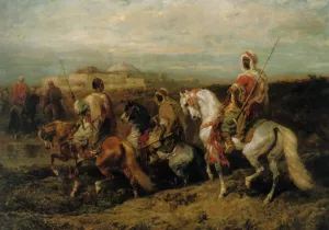 Approaching the City by Adolf Schreyer Oil Painting