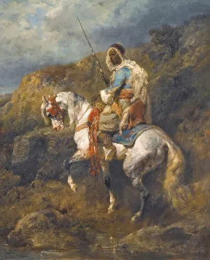 Arab Horseman by Adolf Schreyer Oil Painting