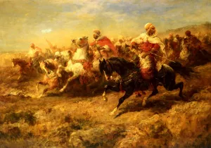 Arabian Horseman by Adolf Schreyer Oil Painting