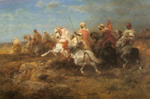 Arabian Patrol by Adolf Schreyer Oil Painting