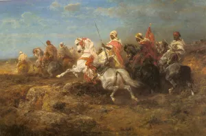 Arabian Patrol by Adolf Schreyer - Oil Painting Reproduction