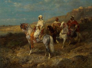 Arabischer Schimmelreiter by Adolf Schreyer Oil Painting