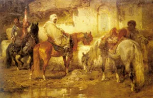At the Watering Place by Adolf Schreyer Oil Painting