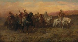 Bedouin Riders by Adolf Schreyer Oil Painting