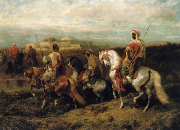 Main Product Photo of Bedouins Approaching a City Painting by Adolf Schreyer