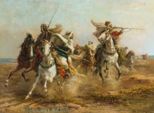 Bedouins Taking Aim by Adolf Schreyer Oil Painting