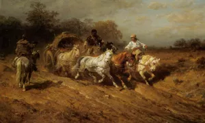 Caravan on the Open Road by Adolf Schreyer - Oil Painting Reproduction