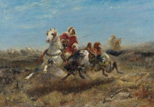 The Chase by Adolf Schreyer Oil Painting
