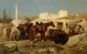The Oasis by Adolf Schreyer Oil Painting