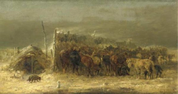 Main Product Photo of The Shelter Painting by Adolf Schreyer