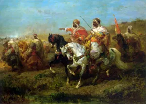 The Skirmish painting by Adolf Schreyer