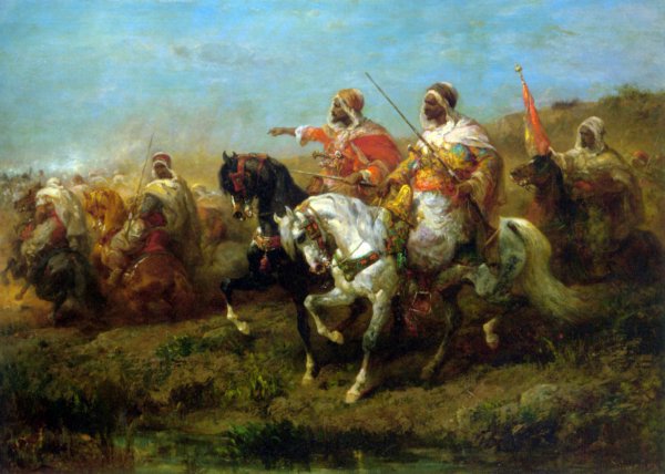 Main Product Photo of The Skirmish Painting by Adolf Schreyer