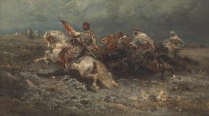 The Stampede by Adolf Schreyer Oil Painting