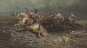 The Stampede by Adolf Schreyer Oil Painting