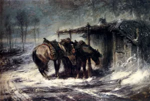 Wallachian Blizzard by Adolf Schreyer Oil Painting
