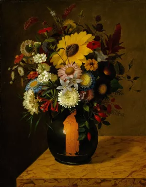 An Antique Terracotta Vase With Flowers Oil painting by Adolf Senff