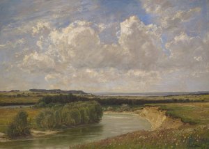 At the River Amper by Adolf Stabli Oil Painting