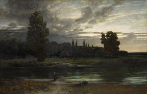 The Nunnery Fahr near Zurich at the River Limmat by Adolf Stabli Oil Painting