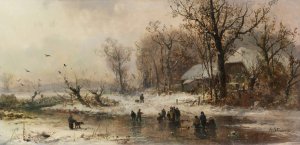 Eisvergnugen by Adolf Stademann Oil Painting