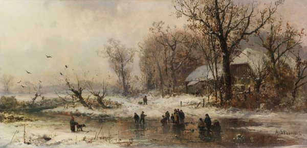 Eisvergnugen  by Adolf Stademann - Hand-Painted Oil Painting Reproduction