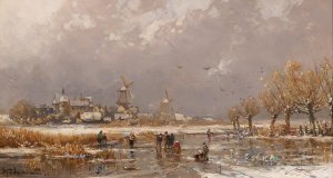 Winter Pleasures On The Ice by Adolf Stademann Oil Painting